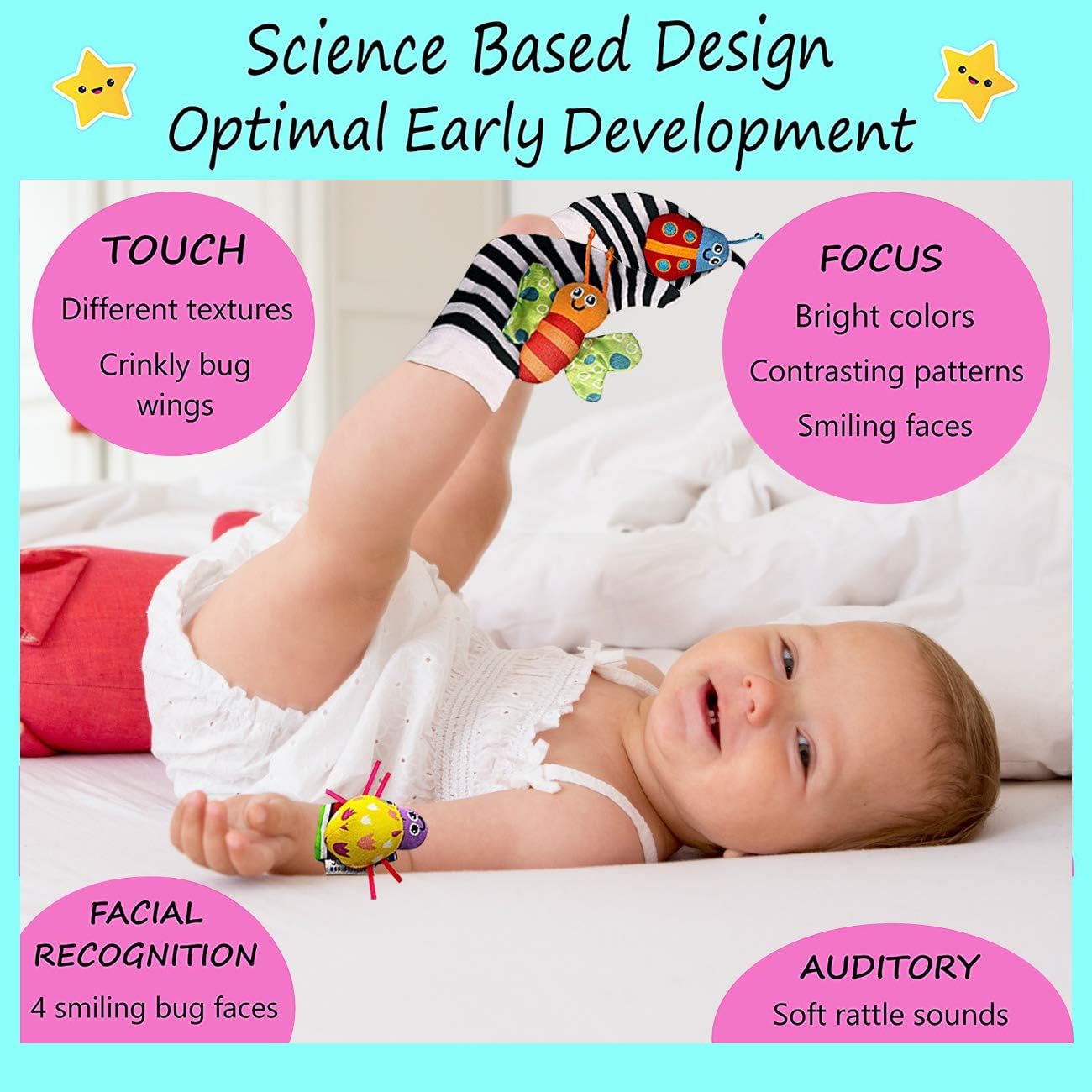 Thumbnail 2 de Foot Finders & Wrist Rattles Infant Socks 0-3 Months