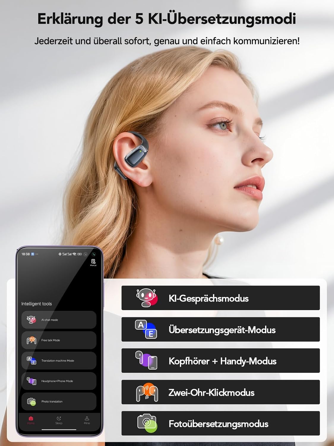 Thumbnail 3 de Relxhome AI Kopfhörer Übersetzer: 3-in-1 Translator Earbuds mit Echtzeitübersetzung