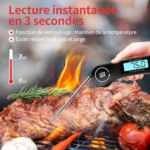 Detalle de DOQAUS thermomètre de cuisine à lecture instantanée avec sonde pliable