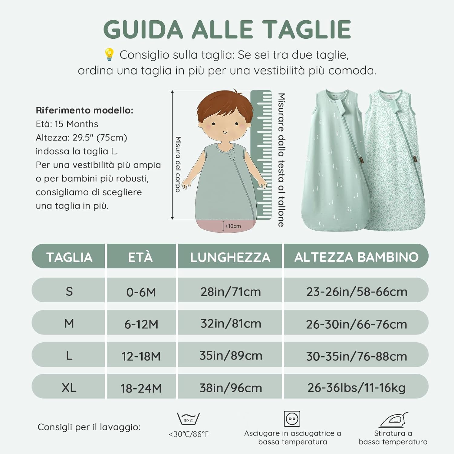 Thumbnail 5 de Mosebears Sacco Nanna 0.5 Tog in cotone per neonati – Estate, taglie 0–24 mesi