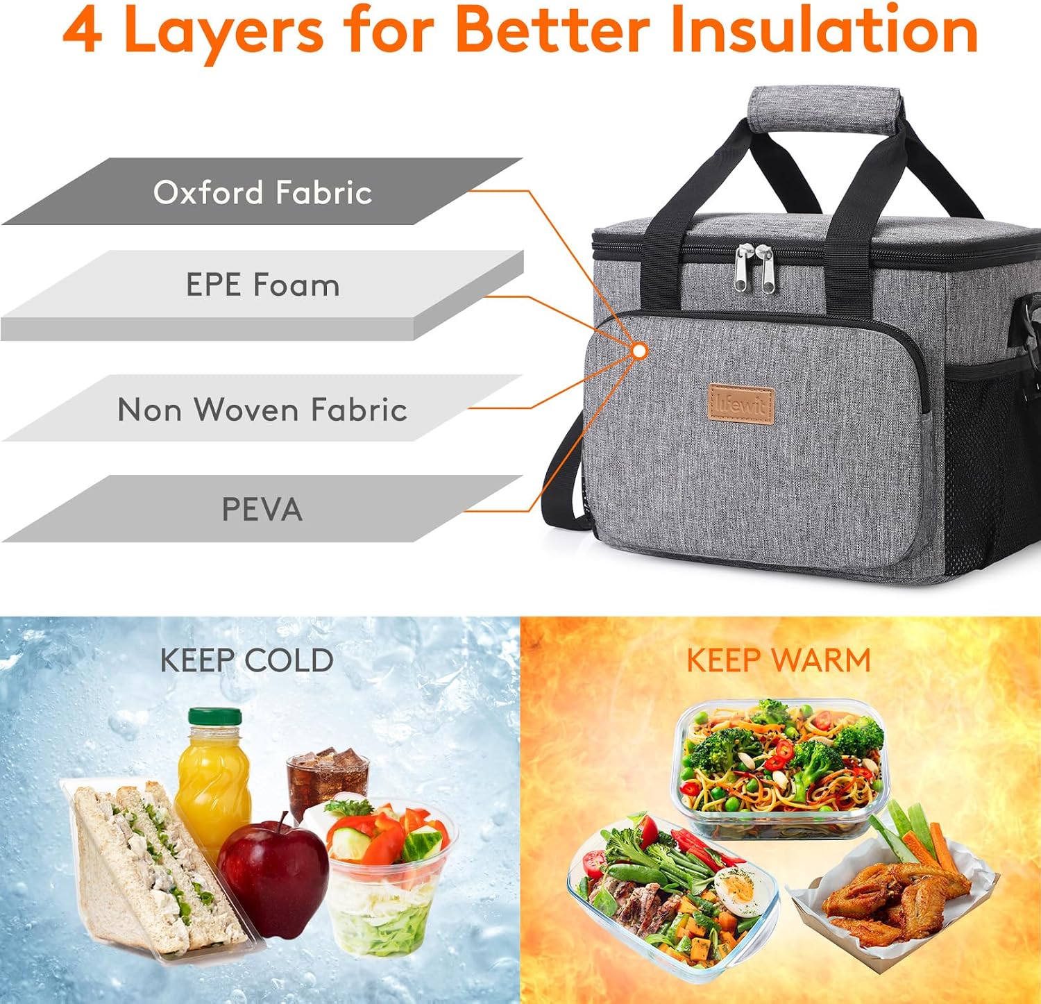 Thumbnail 1 de Lifewit 9L Insulated Lunch Bag with 12 Cans Capacity – Grey