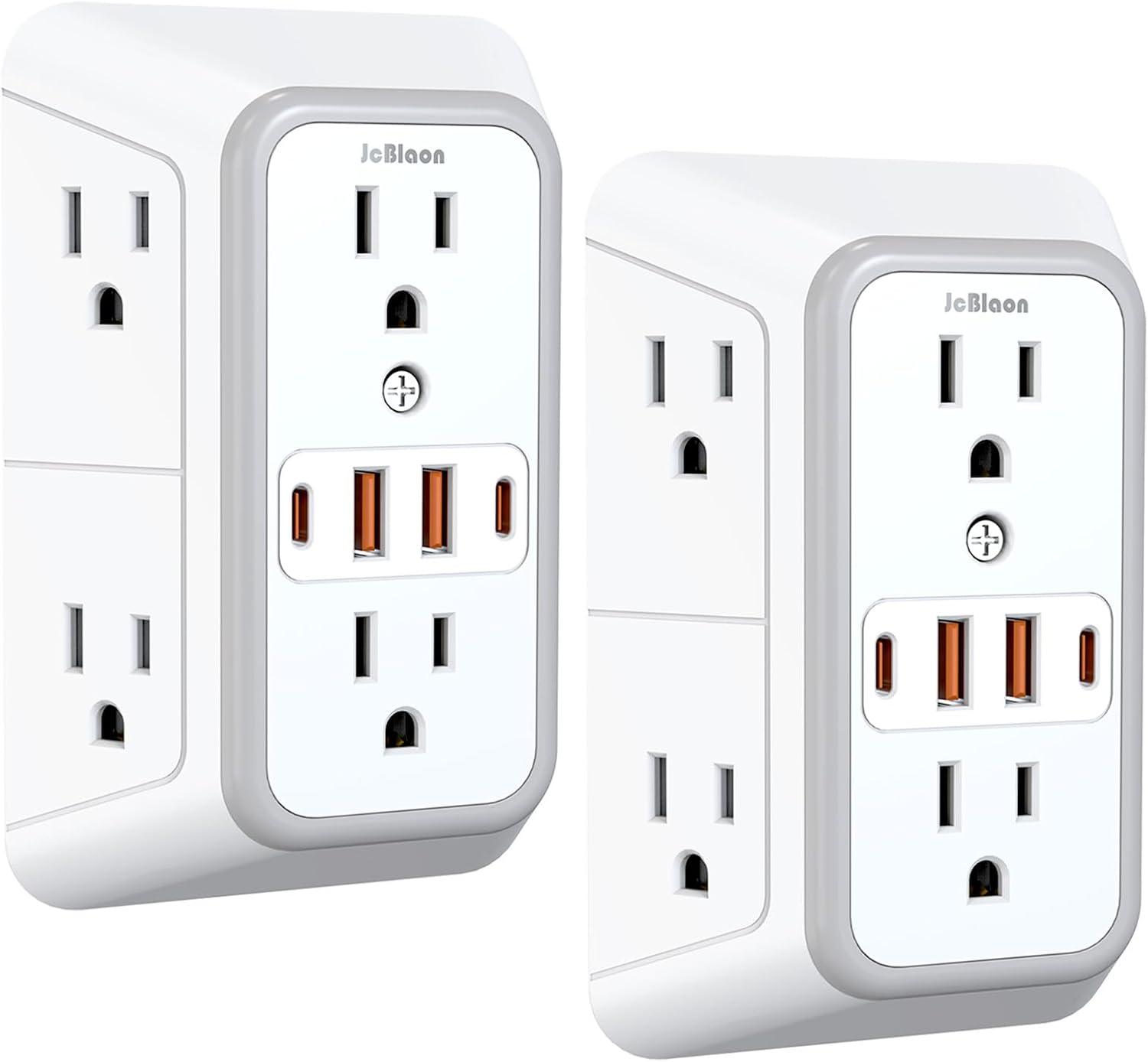 Detalle de JcBlaon 2-Pack Outlet Extender with 6 AC Outlets, 4 USB Ports and Surge Protection