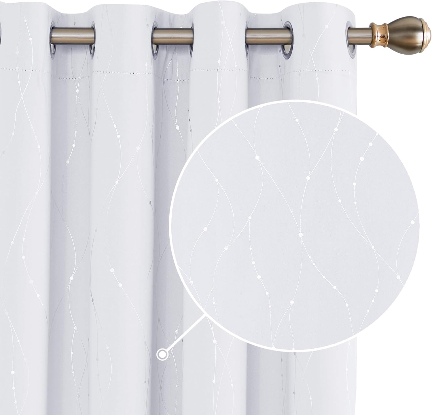 Thumbnail 6 de Deconovo lot de 2 rideaux occultants thermiques anti-froid à œillets imprimés argentés, 140x229 cm (Halloween noir)