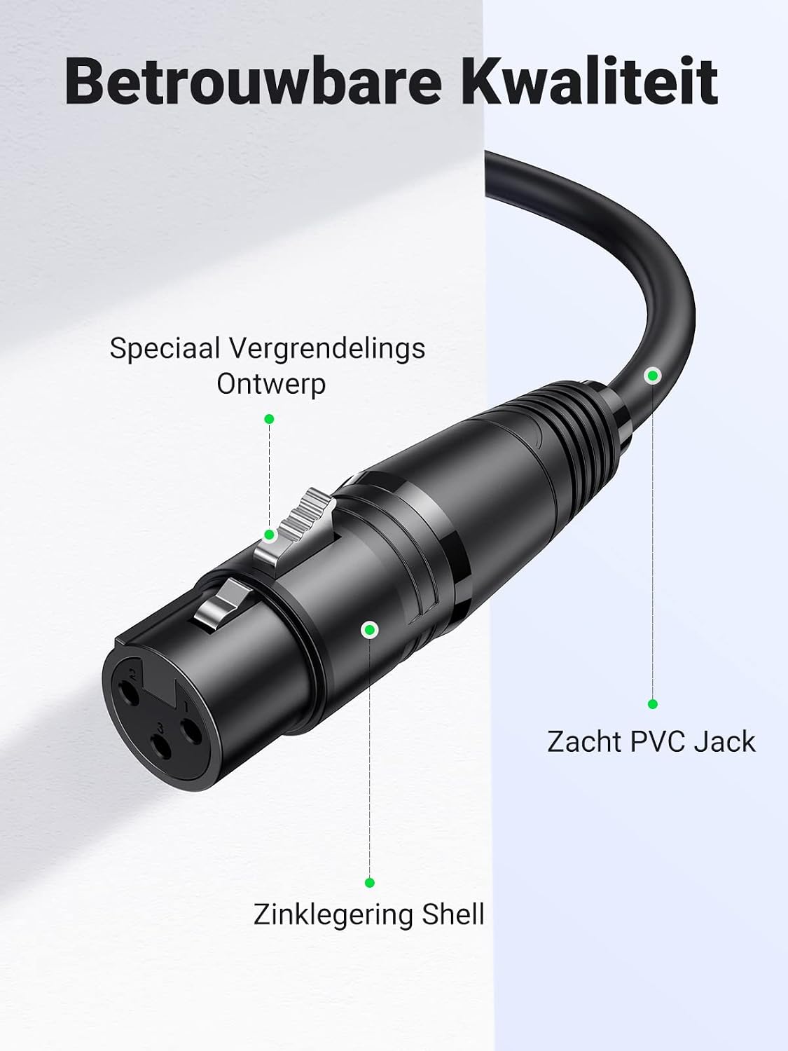 Detalle 2 de UGREEN XLR-kabel 5 m, 3-polig met XLR-stekker en XLR-bus