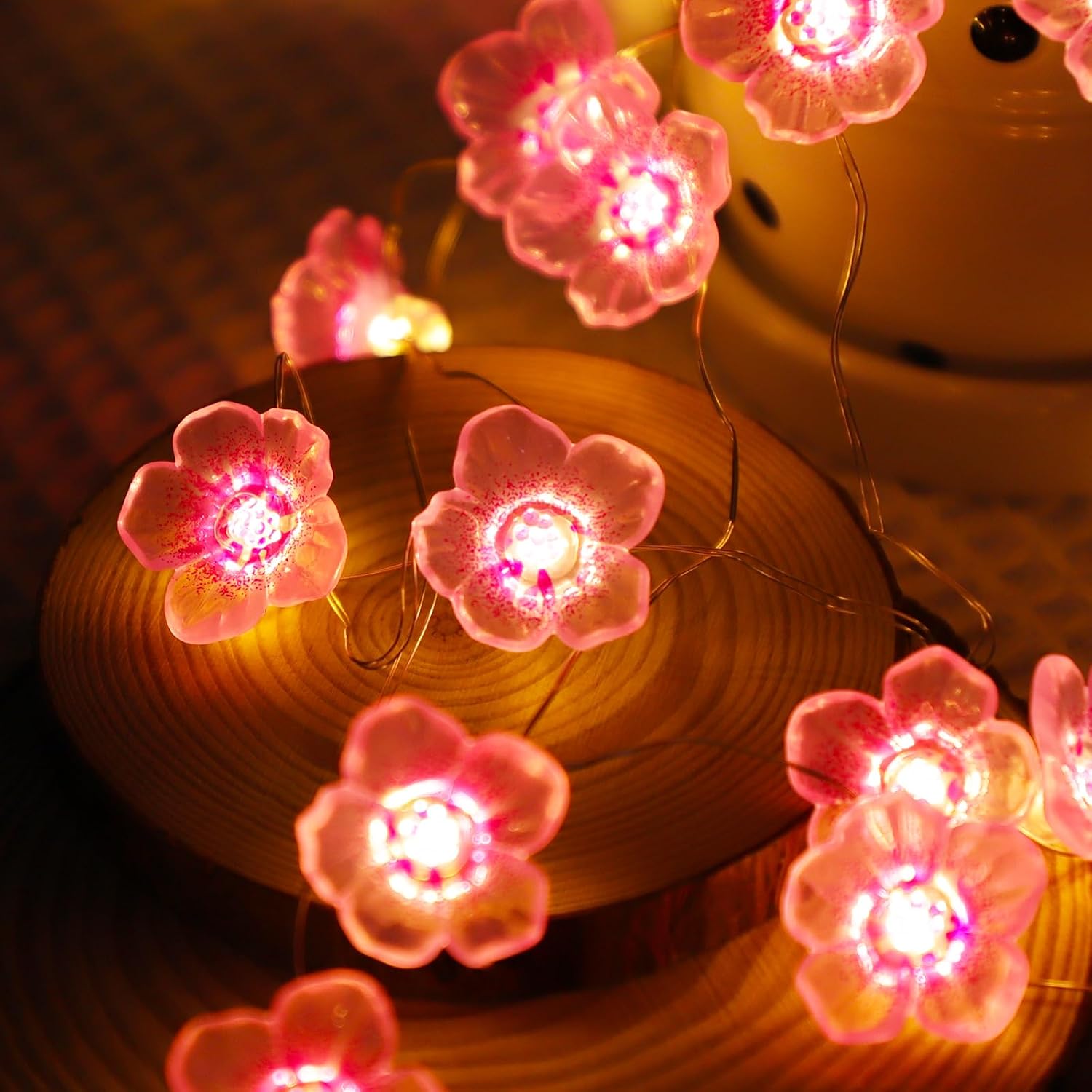 Detalle de LED-Lichterkette Blumen mit Timer – 2 m, 20 LEDs, batteriebetrieben