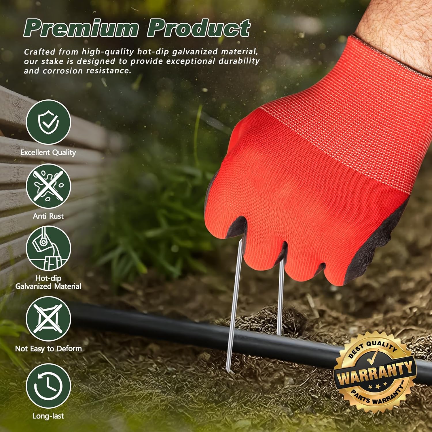 Thumbnail 2 de FEED GARDEN 6 Inch 50 Pack Hot-dip Galvanized Landscape Staples