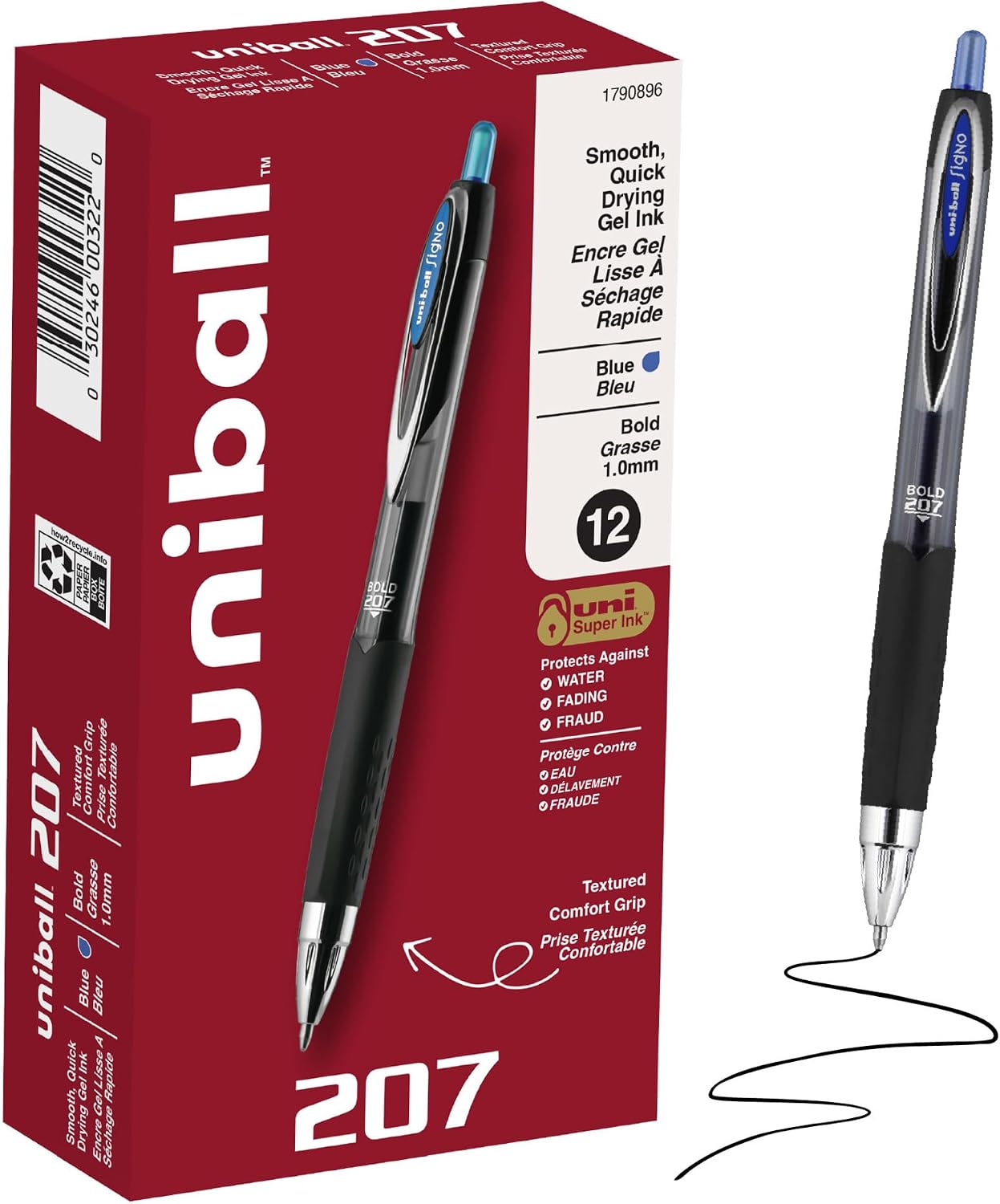 Uni-Ball Signo 207 12-Pack 1.0mm Blue Gel Pens 🖊