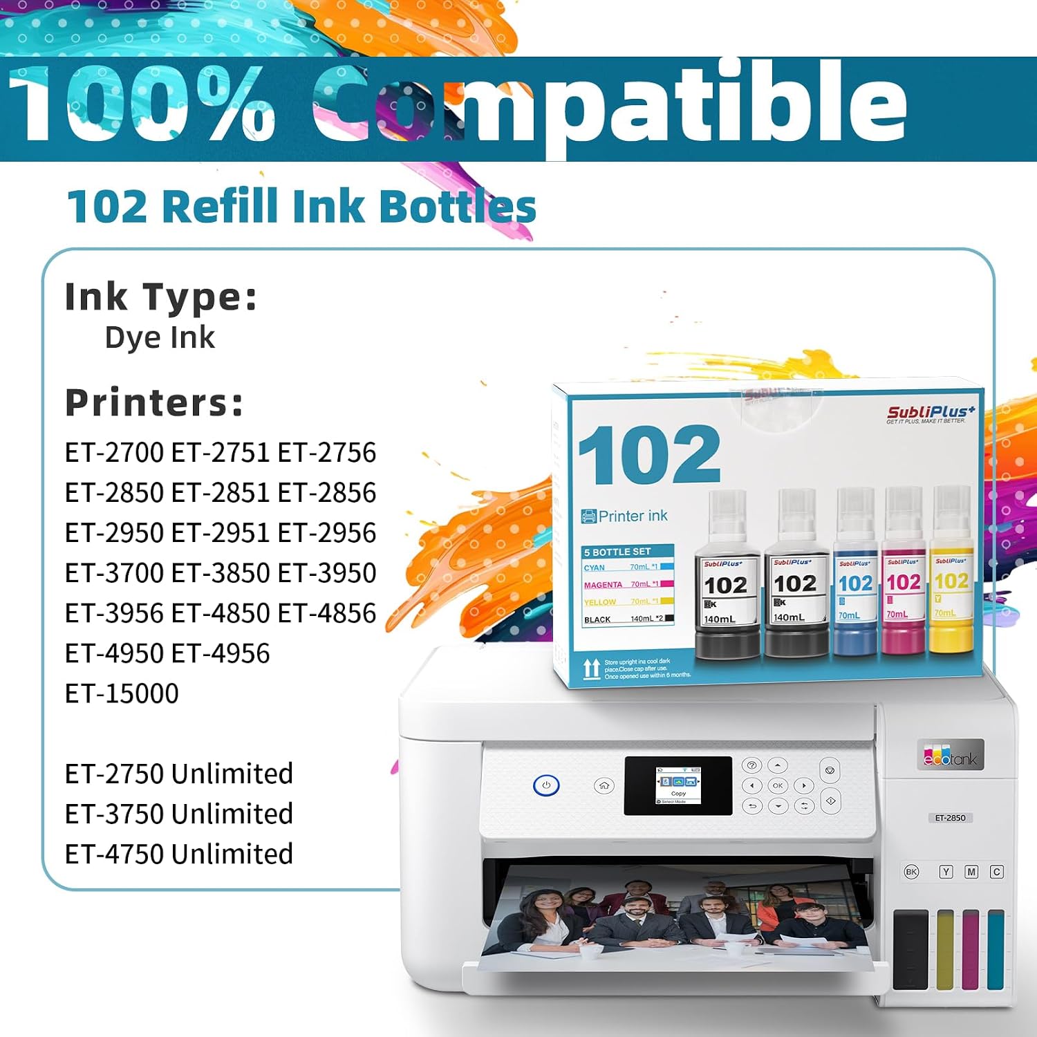 Thumbnail 1 de 102 Ink Refill Bottles Multipack for Epson Eco Tank Printers