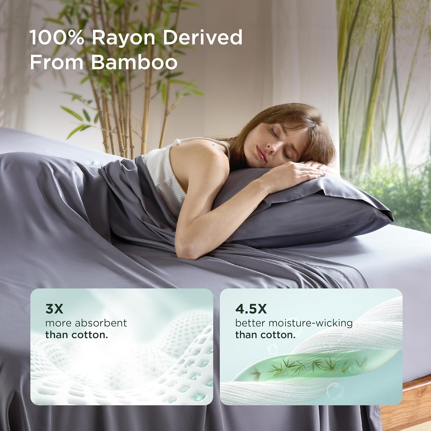 Detalle de Bedsure King Pillowcase Set of 2, Bamboo-Derived Rayon, Envelope Closure