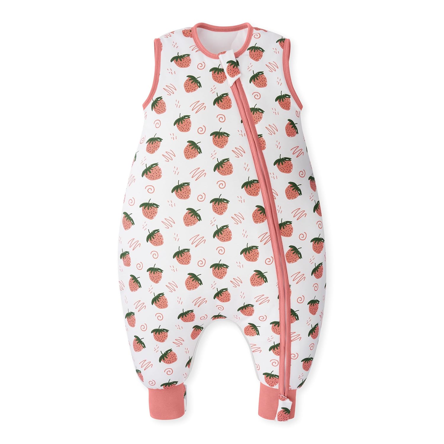 Detalle de Unnivoll Baby Schlafsack mit Füßen 2,5 Tog – Baumwoll-Schlafsack für Wintersaison, 70 cm, Erdbeere