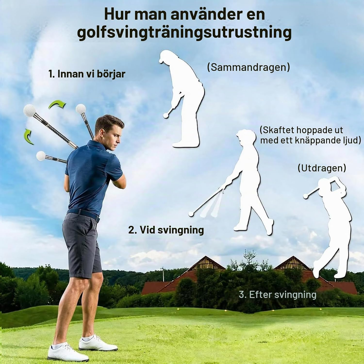 Detalle 2 de HX-pyahgtv teleskopisk golfsvingtränare för sving- och hållningsträning