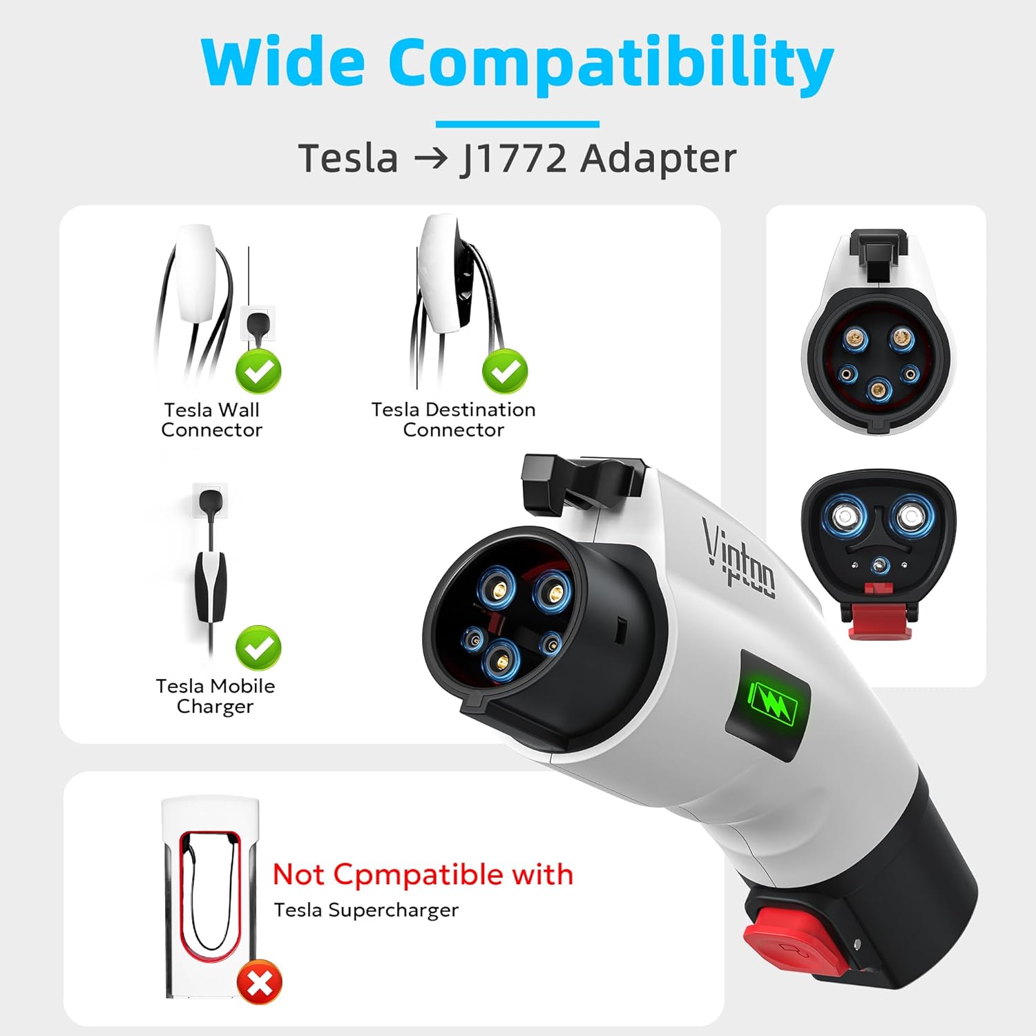 Thumbnail 3 de VIPTOO Tesla to J1772 Adapter 60A 250V AC with Real-Time Charging Display
