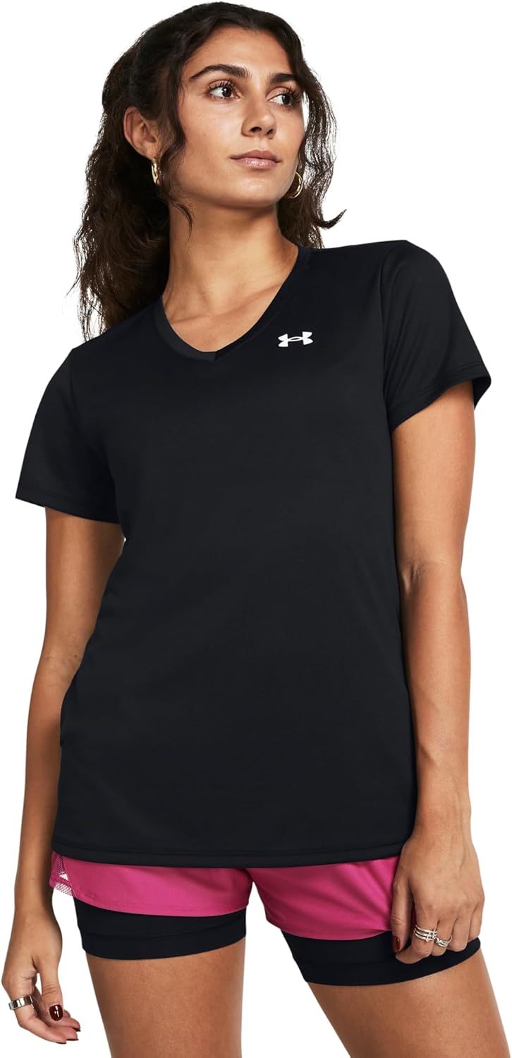Detalle 2 de Under Armour Damen Tech Short Sleeve V-Neck T-Shirt – leicht, flexibel und kühl im Training
