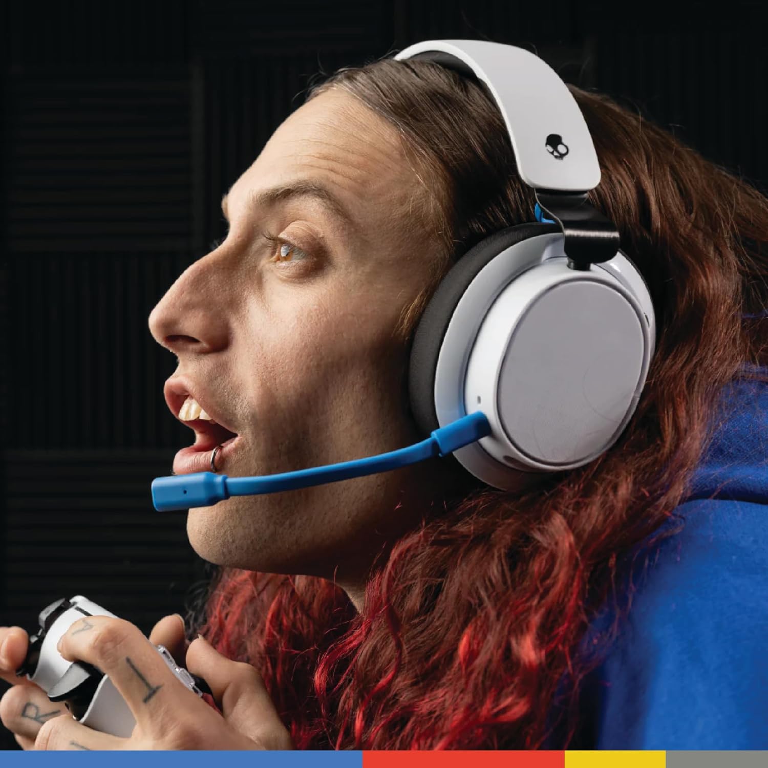 Thumbnail 4 de Skullcandy SLYR Pro Wireless Over-Ear Gaming Headset – Low-Latency USB-A Sender, White/Blau