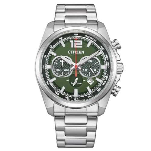 Detalle de Citizen CA4640 Eco-Drive Solar Chrono: Reloj de hombre 41 mm, esfera verde y correa de acero