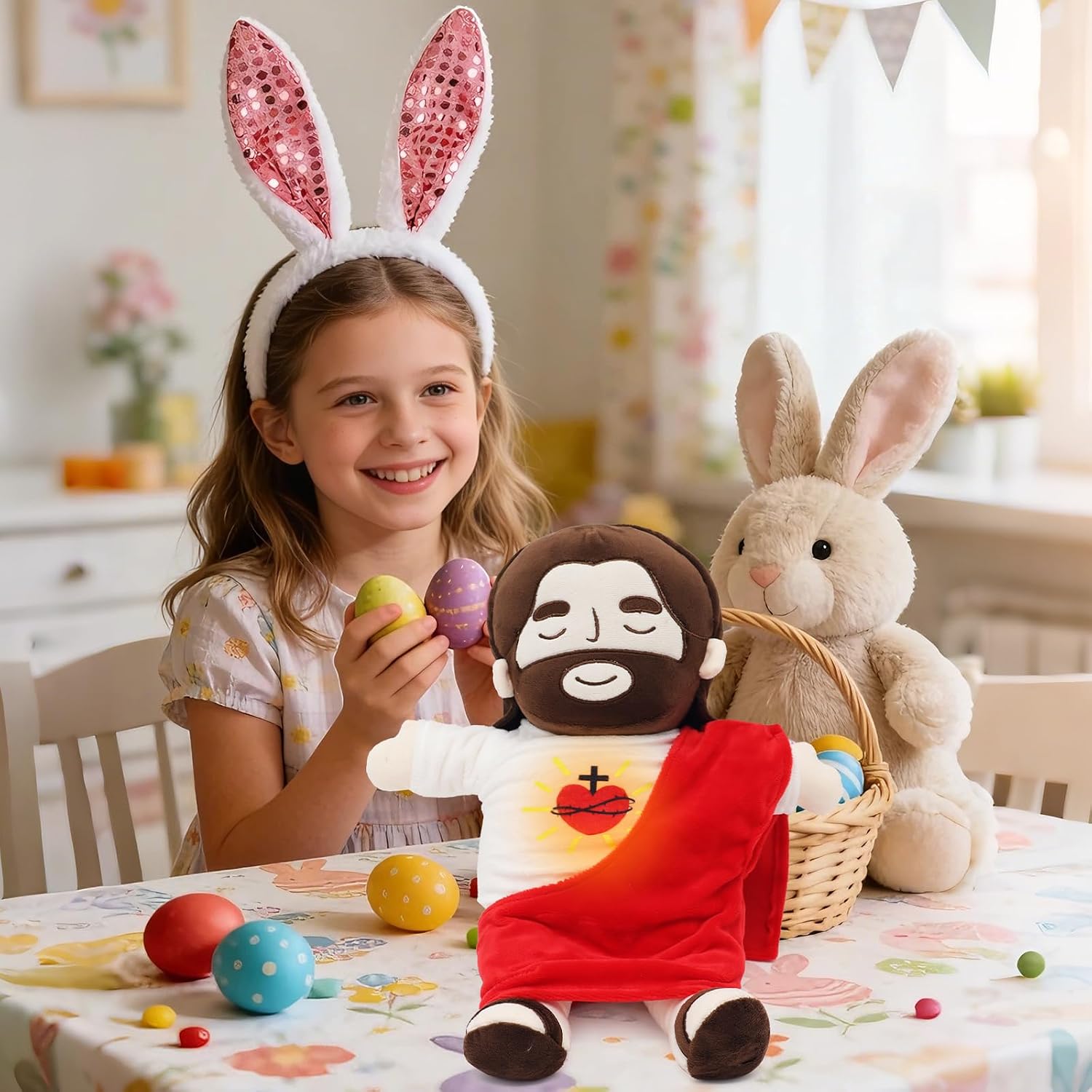 Detalle de Yelakey Jesus Plush that Breaths (Red) — 13.8-Inch Breathing Jesus Stuffed Doll