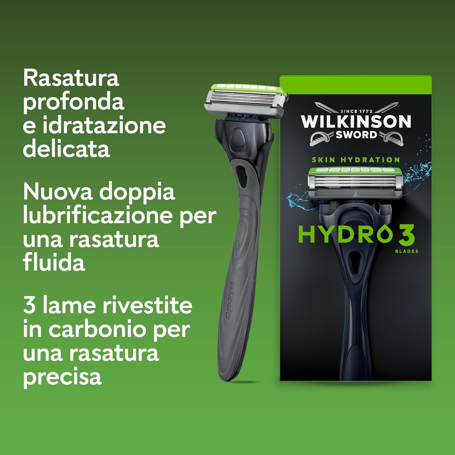 Thumbnail 1 de Wilkinson Sword Hydro 3: rasoio uomo formato convenienza con doppia lubrificazione e lama in carbonio