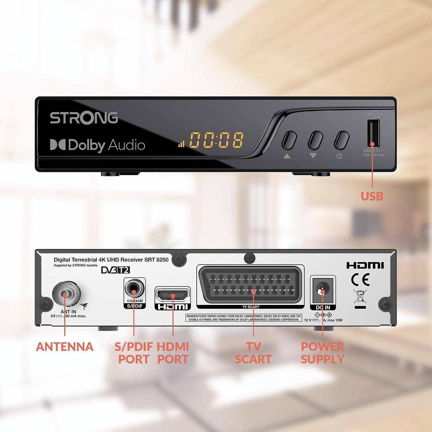 Detalle 1 de STRONG Decodificador TDT 4K UHD DVB-T2