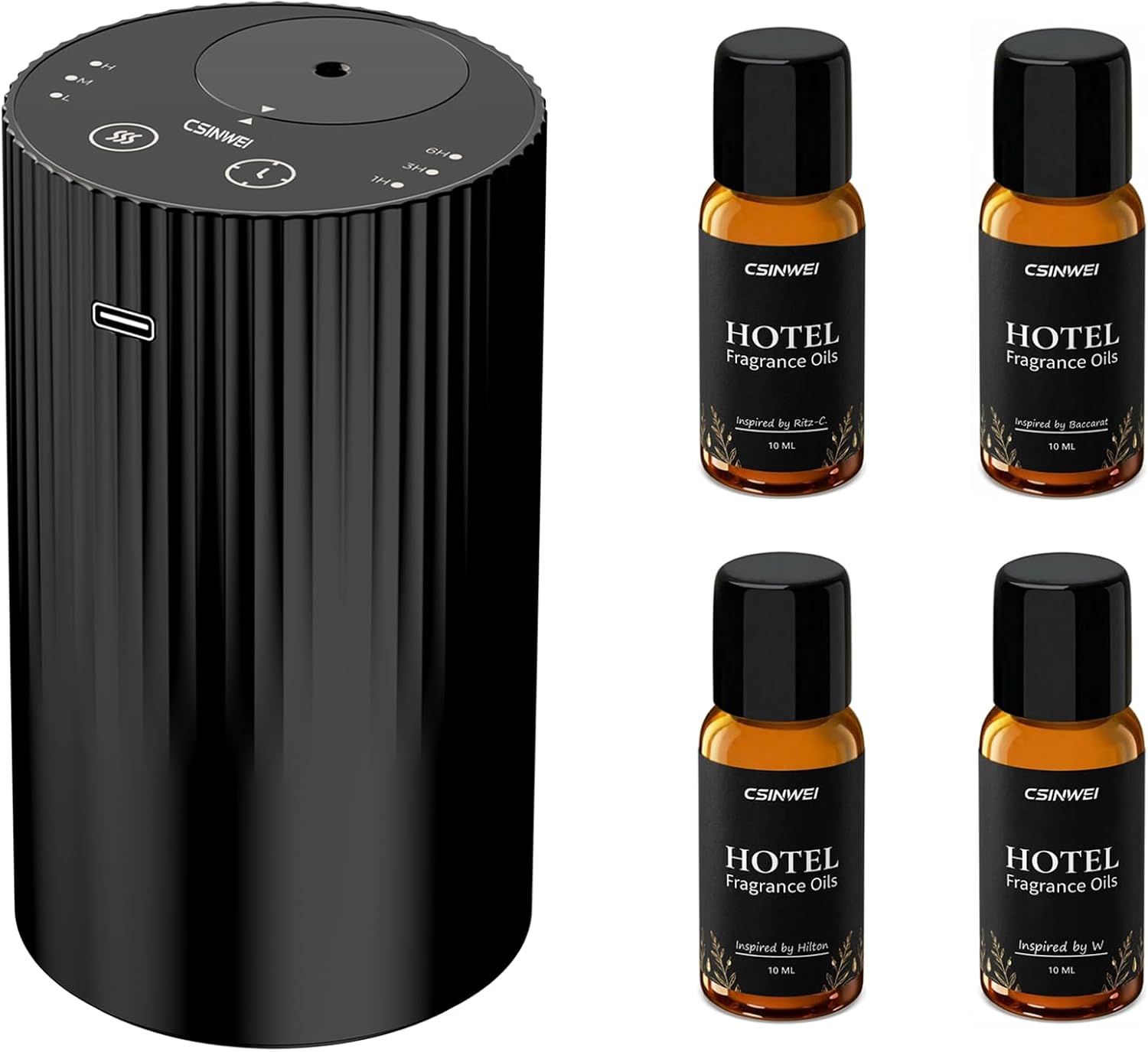 Detalle de Csinwei Waterless Essential Oil Diffuser with 4 x 10 mL Oils