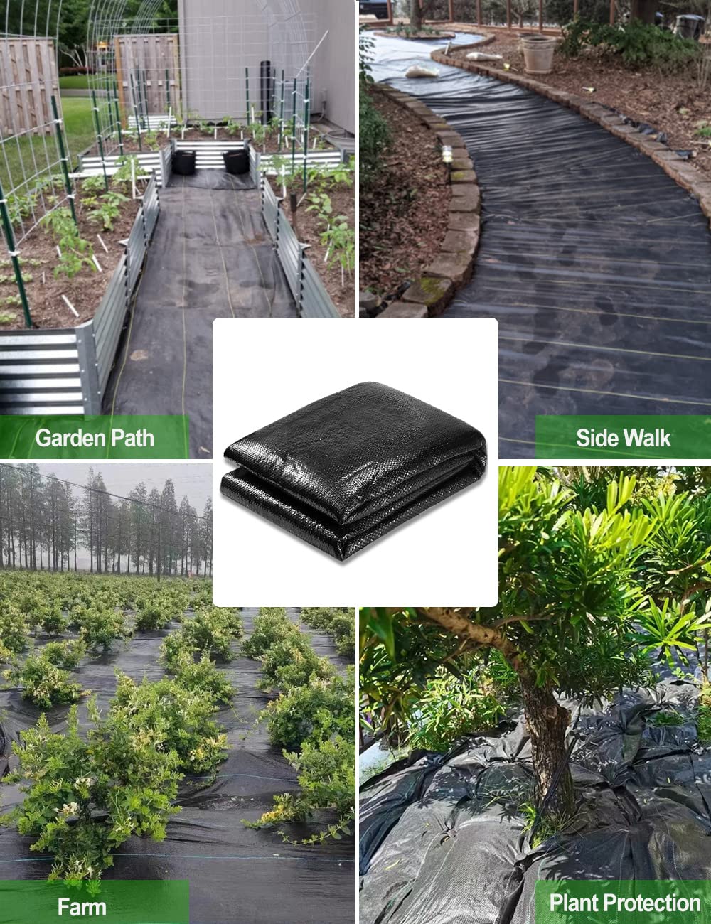 Detalle de wohohoho 6.6ft x 16ft weed control membrane (2m x 5m) heavy-duty landscape weed fabric