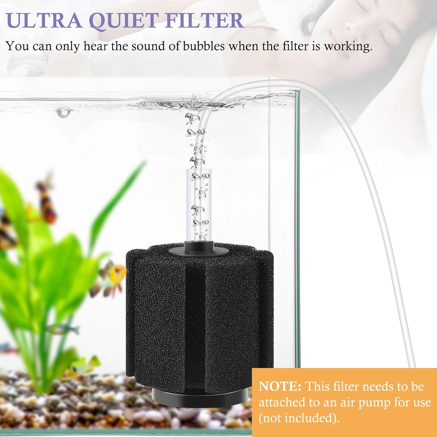 Thumbnail 2 de PYPABL Aquarium Sponge Filter: Ultra Quiet Submersible Aeration for Breeding Tanks up to 380L
