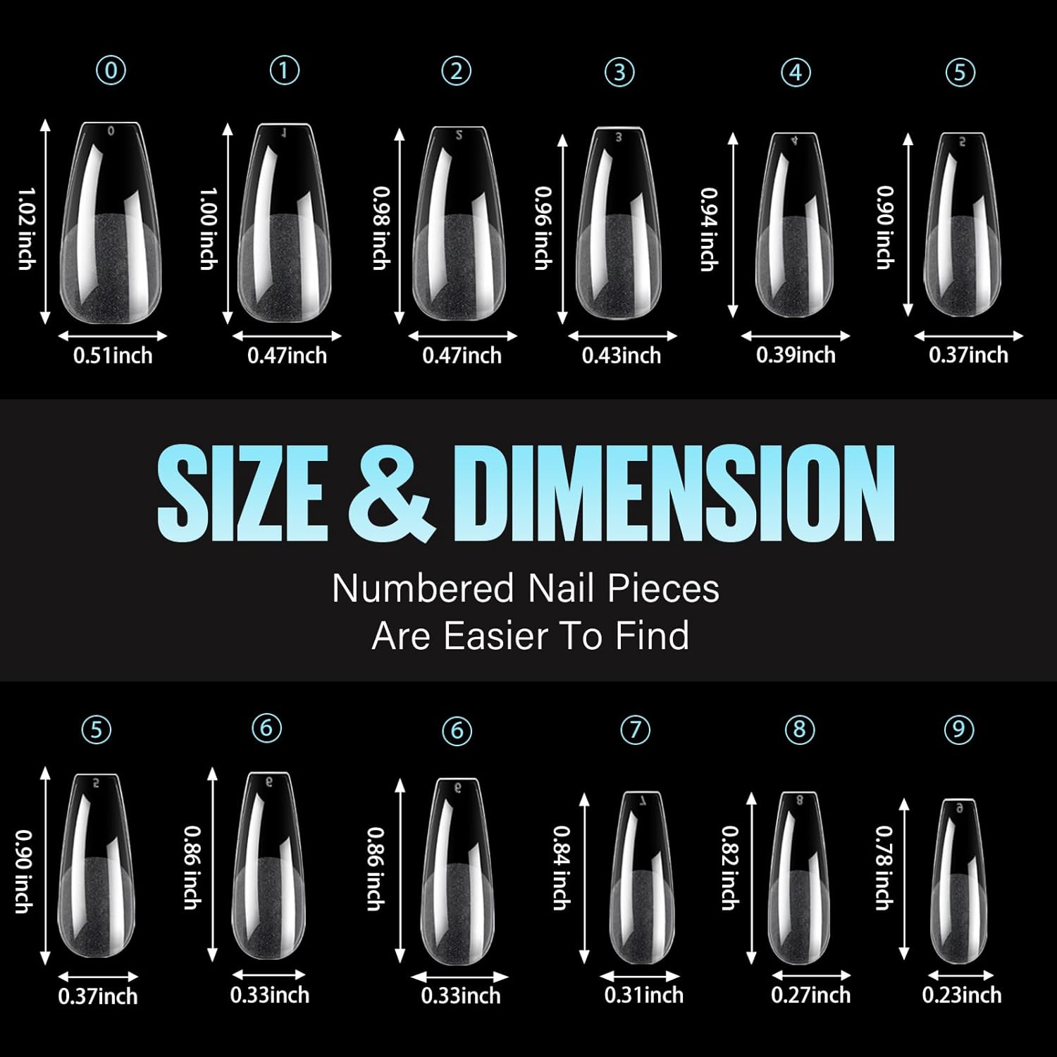 Thumbnail 6 de TOMICCA Capsule Americaine Ongle Medium Ballerine – 216 Embouts Gel Couverture Complète, 12 Tailles, DIY Nail Art