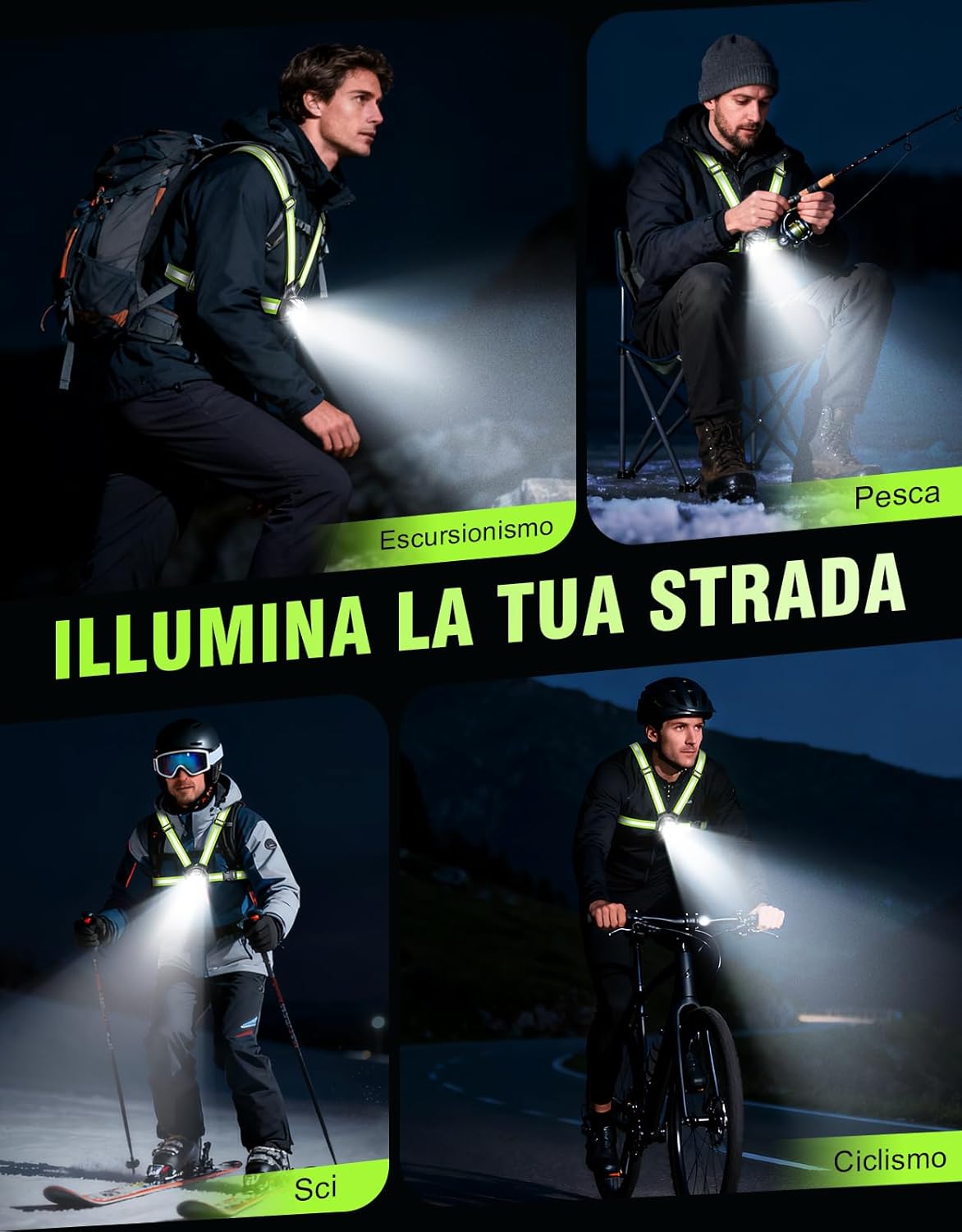Thumbnail 6 de Mohard Luce Running con batteria ricaricabile USB-C 1800mAh, 7 modalità e luce regolabile a 45°