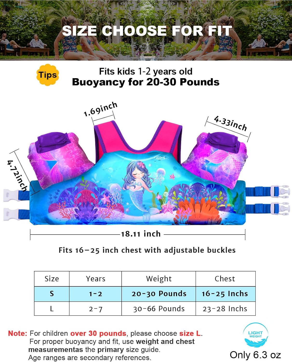 Thumbnail 1 de AEOCOO Puddle Float Jumper Toddler Swim Vest (20–30–50–60–70 lb) with Floaty Sleeves & Water Wings