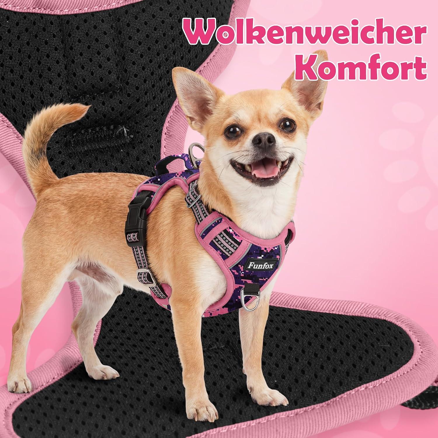Thumbnail 6 de Funfox Hundegeschirr Mittelgroße Hunde – Anti Zug, verstellbar, reflektierende Streifen