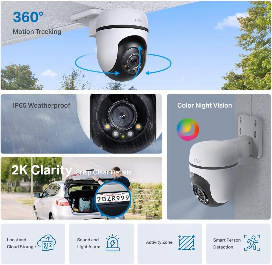 Thumbnail 2 de TP-Link Tapo C510W Außen-WLAN-IP-Kamera (2K, 360°) mit Vollfarb-Nachtsicht