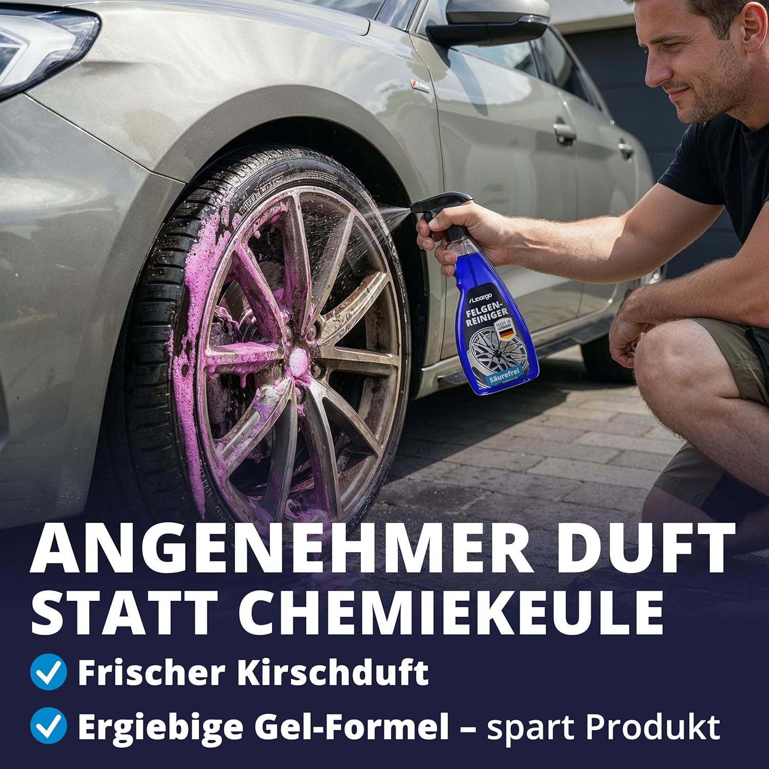 Detalle de LICARGO Felgenreiniger säurefrei (750 ml) mit Wirkindikator für Alufelgen, Stahl- und Chromfelgen