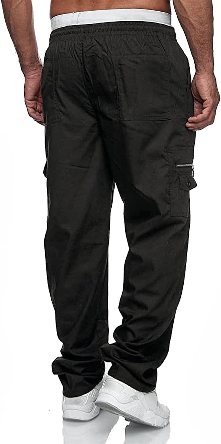 Detalle de Elegancity Cargohose Herren aus Baumwolle mit Joggingbund und 7 Taschen – Baggy Outdoor- & Freizeithose