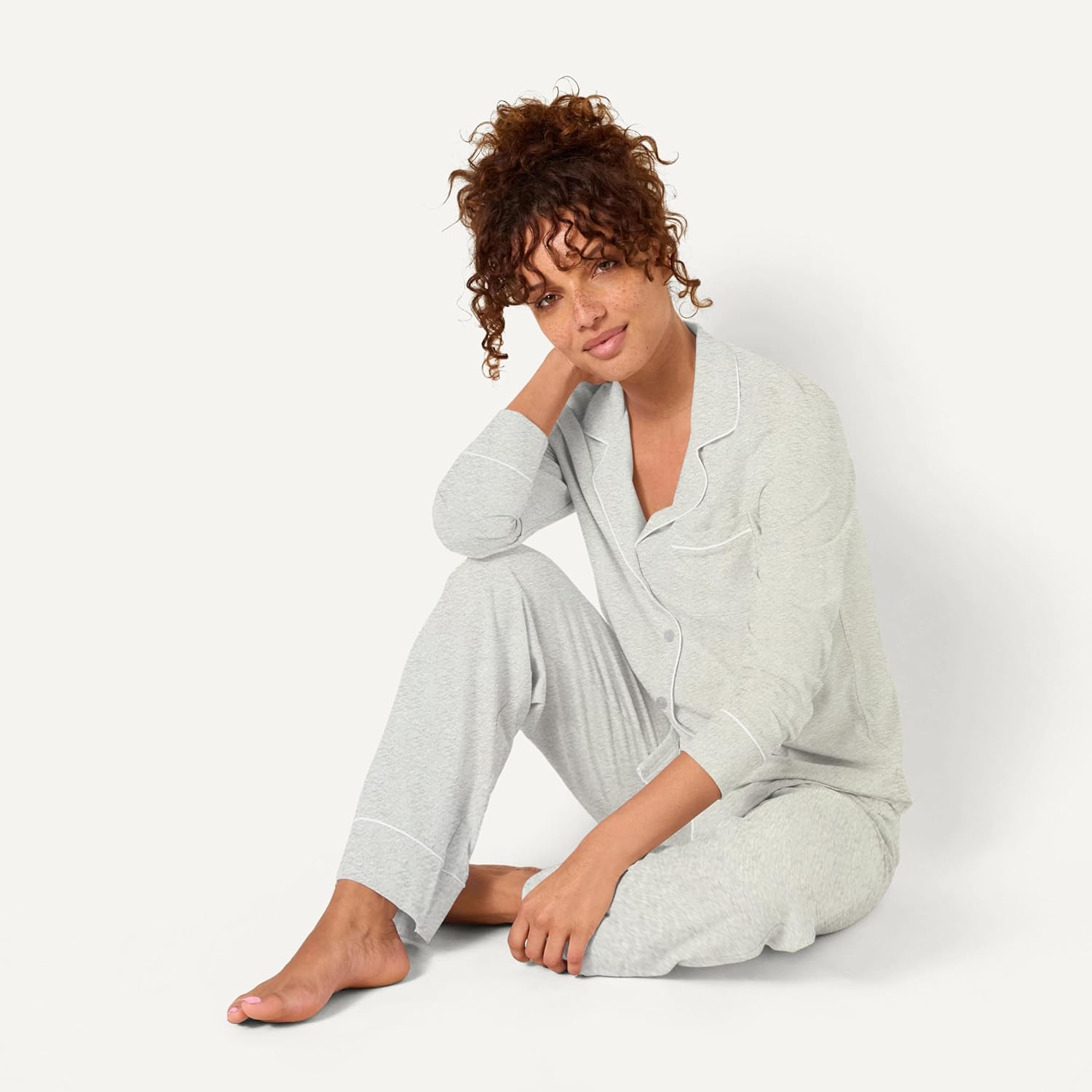Thumbnail 5 de Damen Schlafanzug-Set aus Baumwollmodal von Amazon Essentials: langärmeliges Hemd & lange Hose