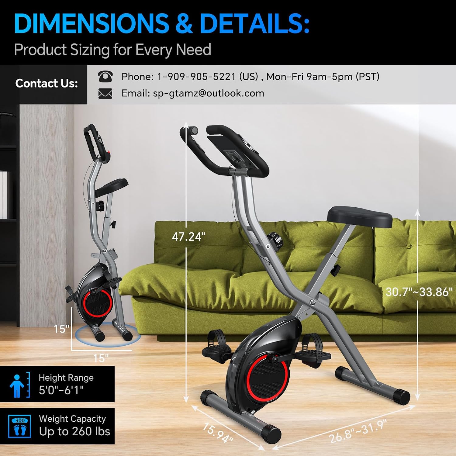 Thumbnail 4 de Foldable Exercise Bike with 16-Level Resistance ⚙