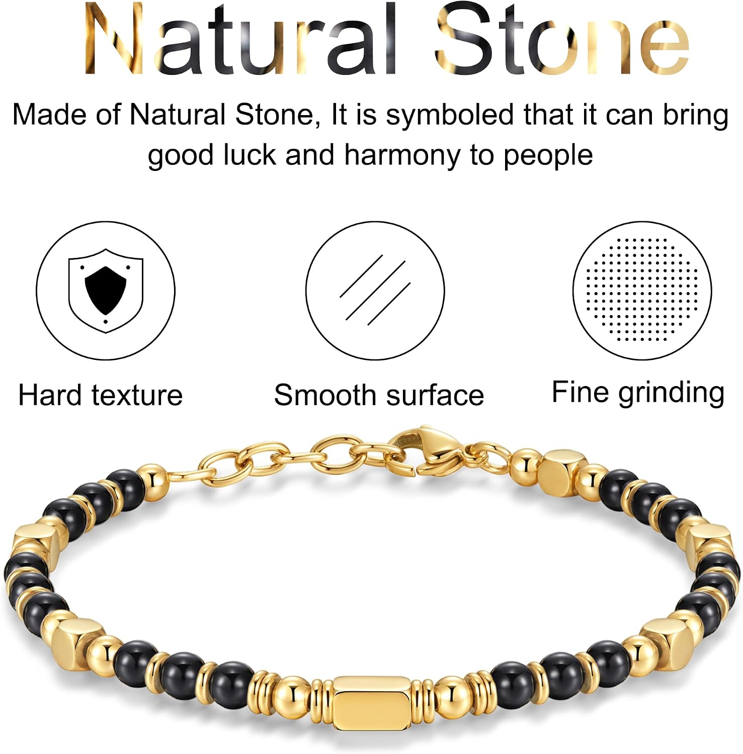 Thumbnail 3 de SIUMAL Bracciale Donna Bohémien in Pietra Naturale e Acciaio Inossidabile