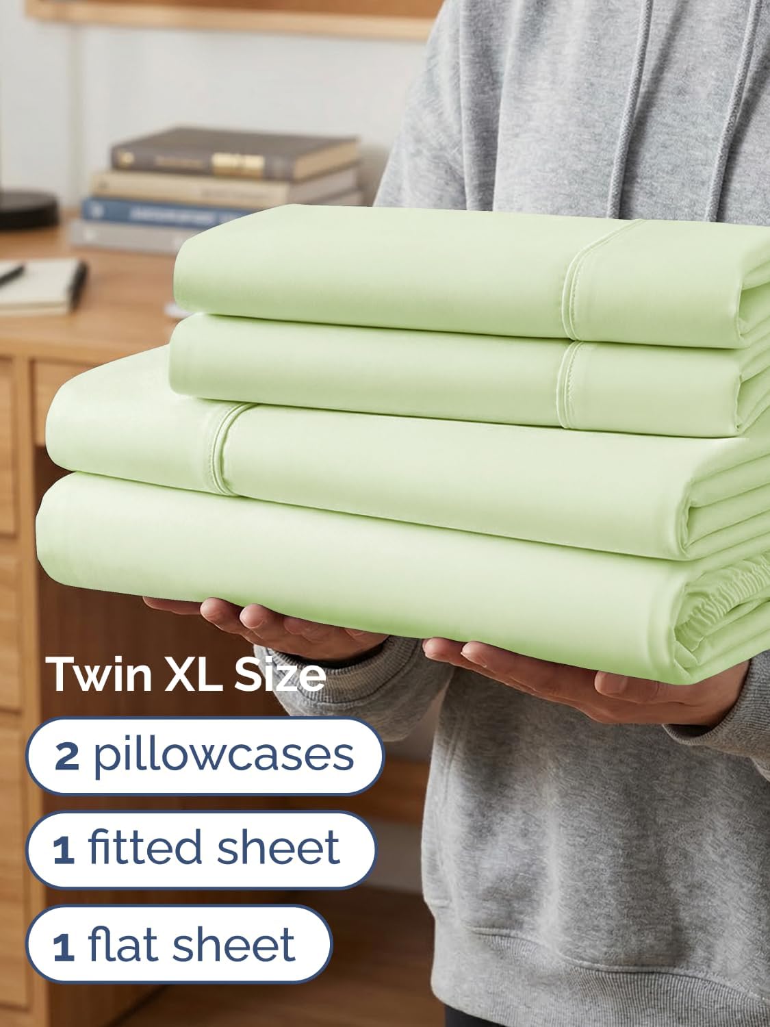 Detalle 2 de CGK Unlimited 21InchTwXLLightSage Twin XL Sheet Set, Microfibre, Light Sage