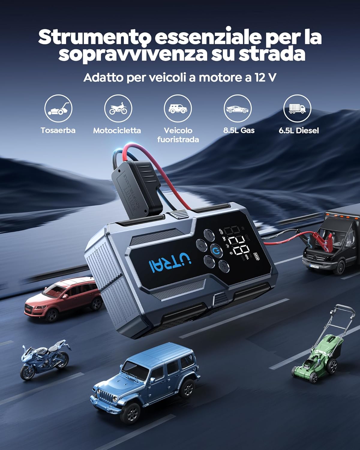 Detalle 2 de UTRAI Avviatore batteria 6000A con compressore 150 PSI