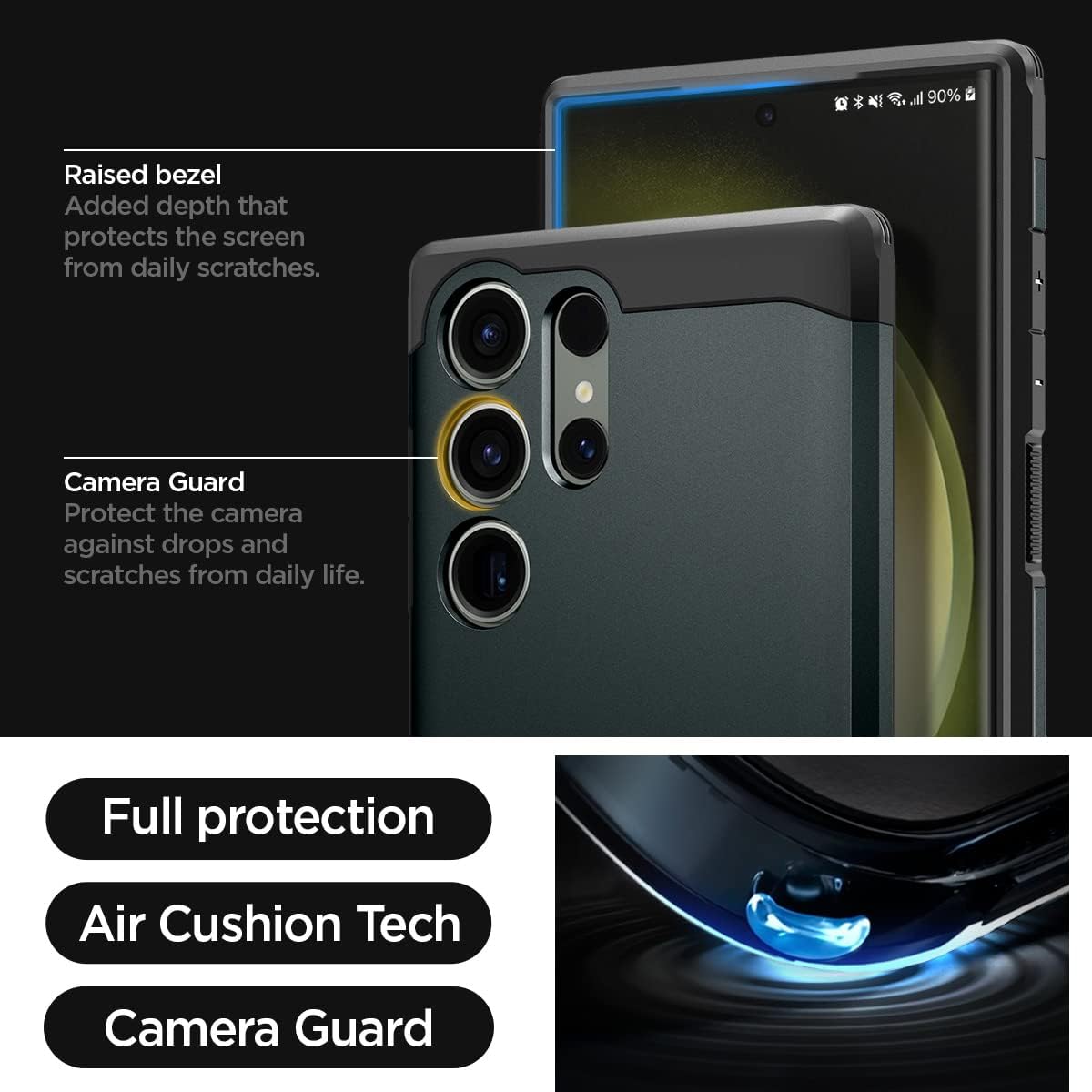 Detalle de Spigen Tough Armor Hülle für Samsung Galaxy S23 Ultra 5G – Abyss Green