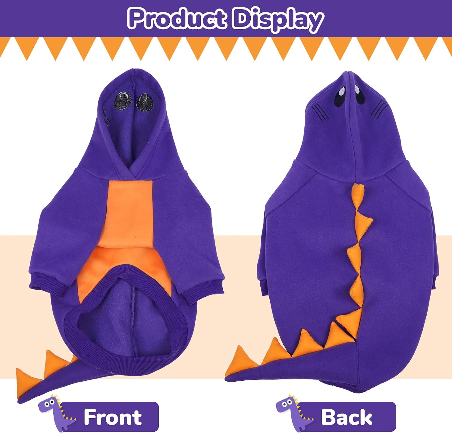 Detalle 2 de Lelepet Halloween Dog Dinosaur Costume Purple L