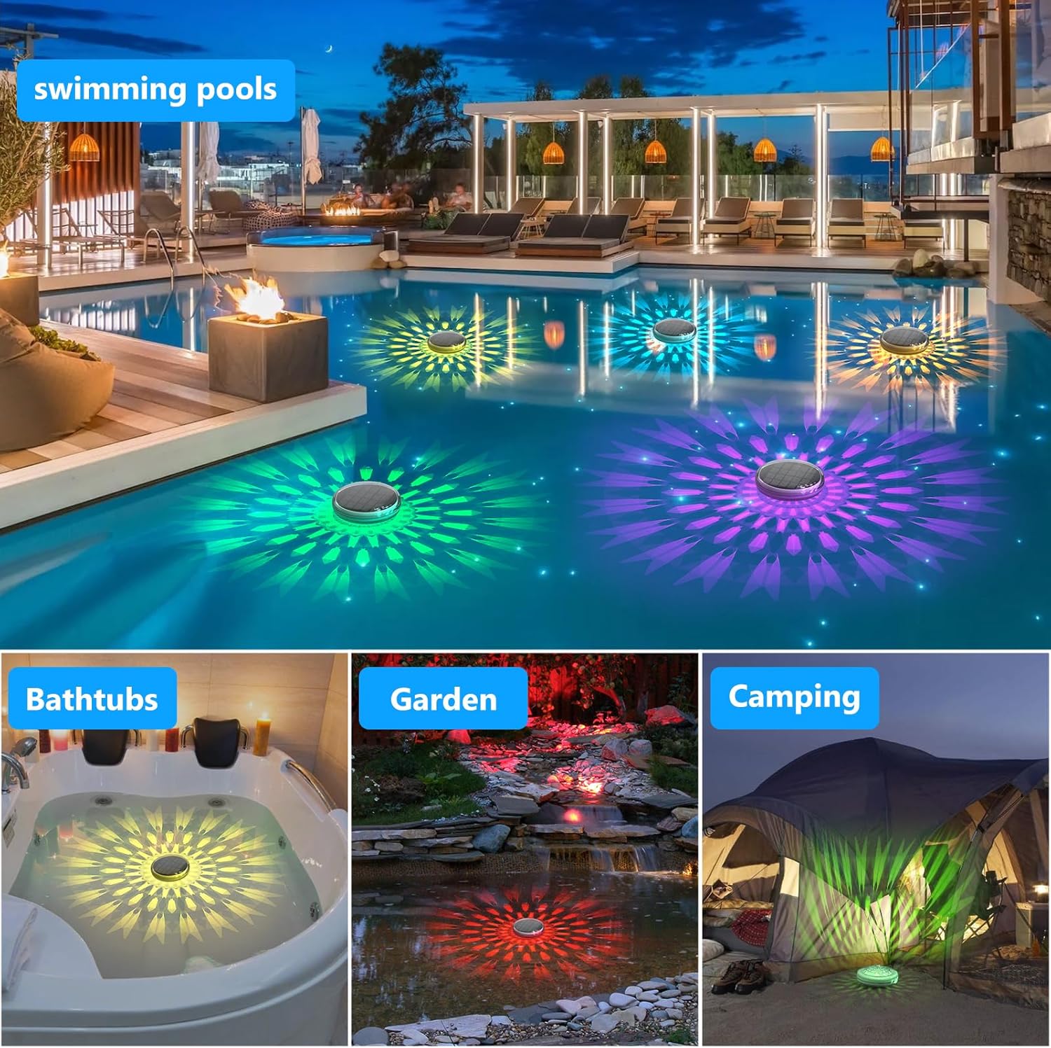 Thumbnail 5 de Kitloo Solar Floating Pool Lights 2 Pack