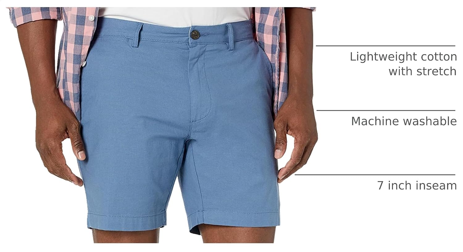 Detalle de Amazon Essentials Men's Slim-Fit 7" Lightweight Comfort Stretch Oxford Shorts with Tapered Leg
