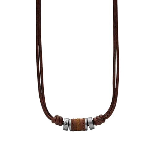 Detalle de Fossil Halskette Für Männer Vintage Casual – Braun Leder, JF00899797