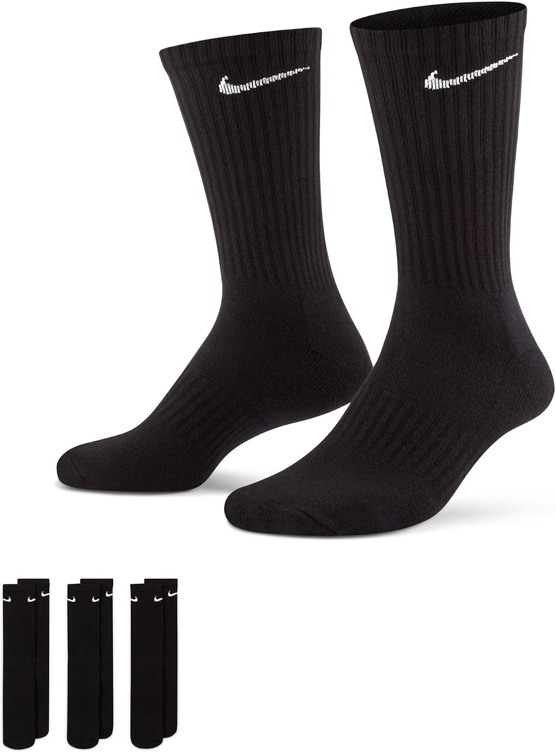 Detalle 2 de Nike 3Ppk Value Cotton Crew: Calcetines unisex talla L (42–46) negro/blanco, pack de 3