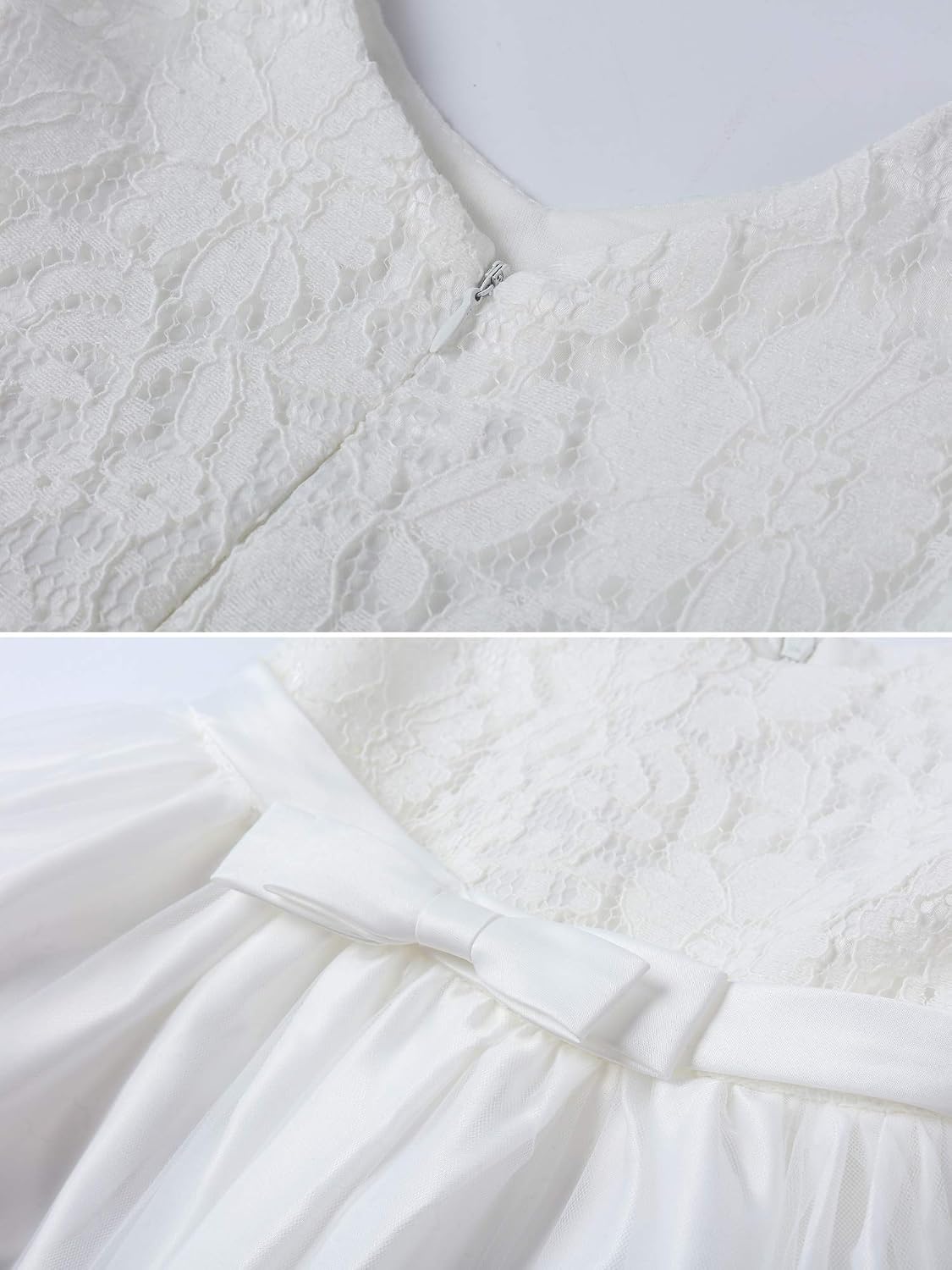 Detalle de LZH Baby Girls Ruffle Lace Backless Dress with Headwear & Bowknot (Pageant, Wedding & Party)