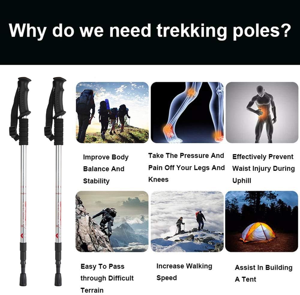 Detalle 2 de Aihoye Rexmon Silver Pole Trekking Poles, Aluminum, Anti-Shock, 25"-52