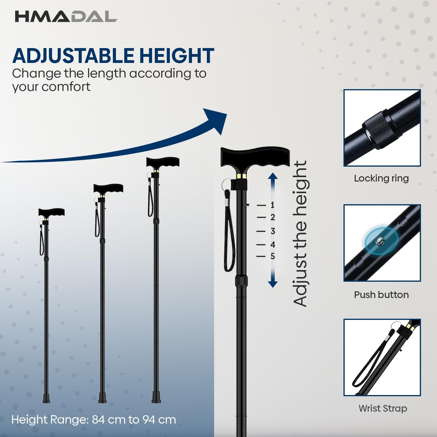 Thumbnail 4 de Walking Stick Adjustable Height Mobility Cane