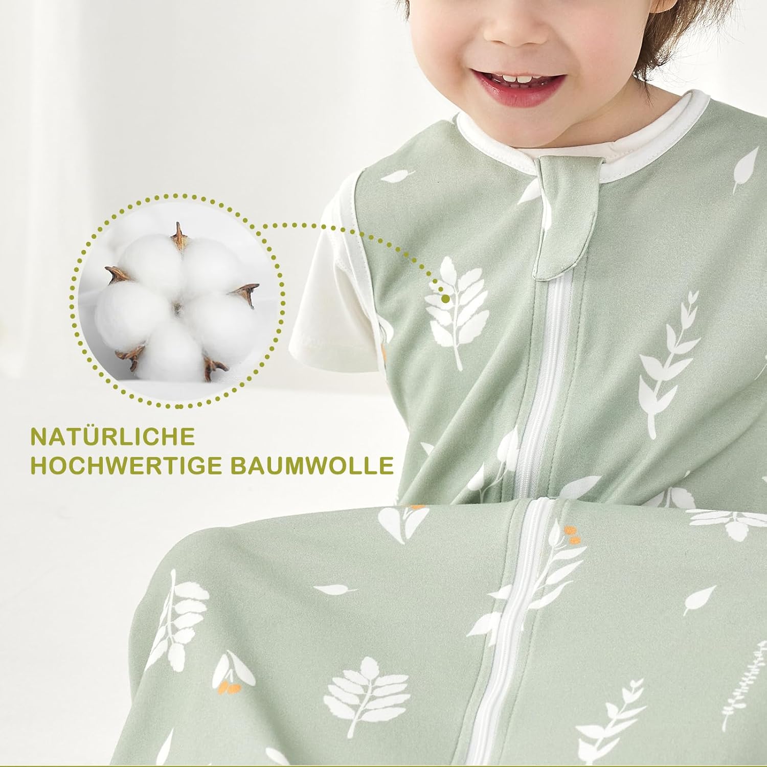 Thumbnail 3 de Nivolltha 2er Pack Baby Schlafsack 1.0 TOG – 100% Baumwolle, Frühling & Herbst, Größe S (70 cm) – Blätter & Bären
