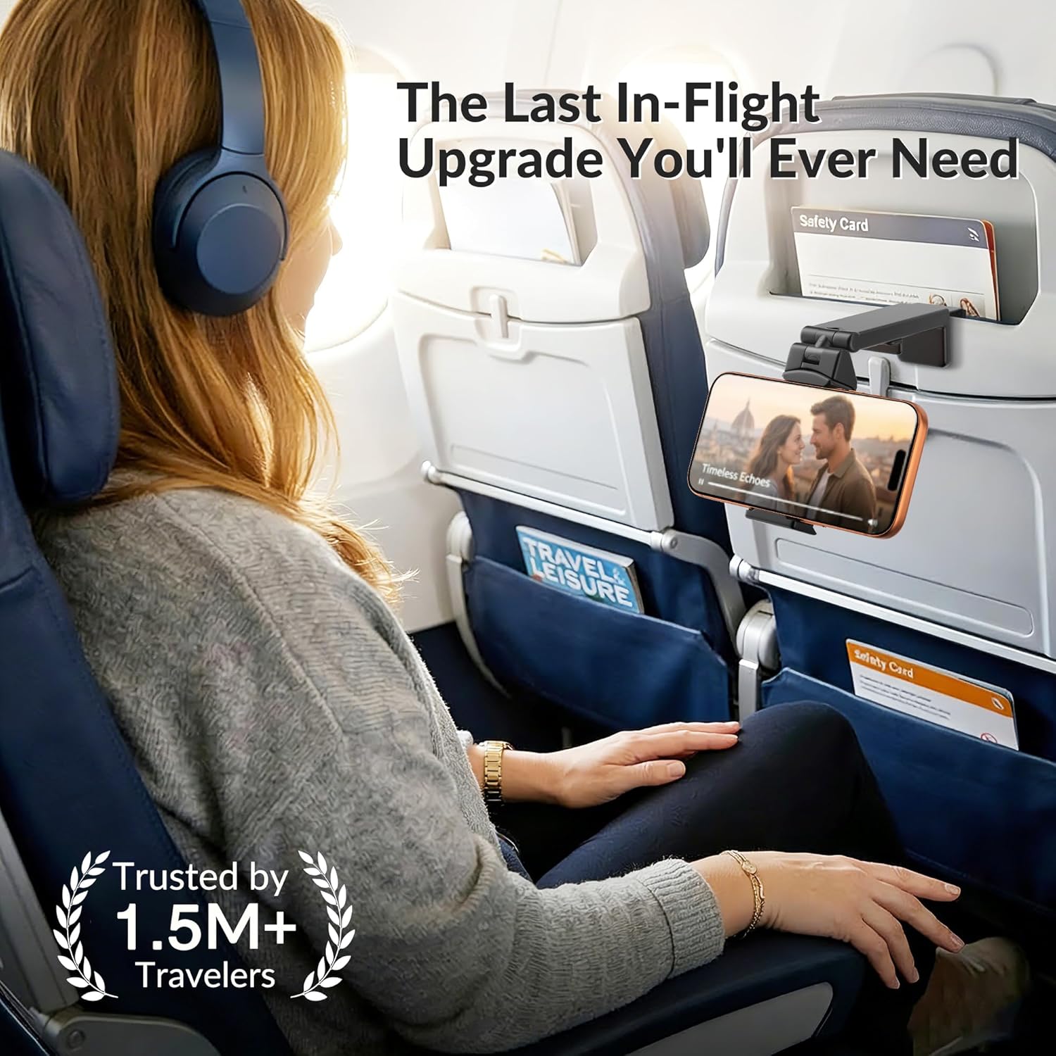 Thumbnail 1 de Perilogics Universal In-Flight Airplane Phone Holder Mount with Dual 360° Rotation
