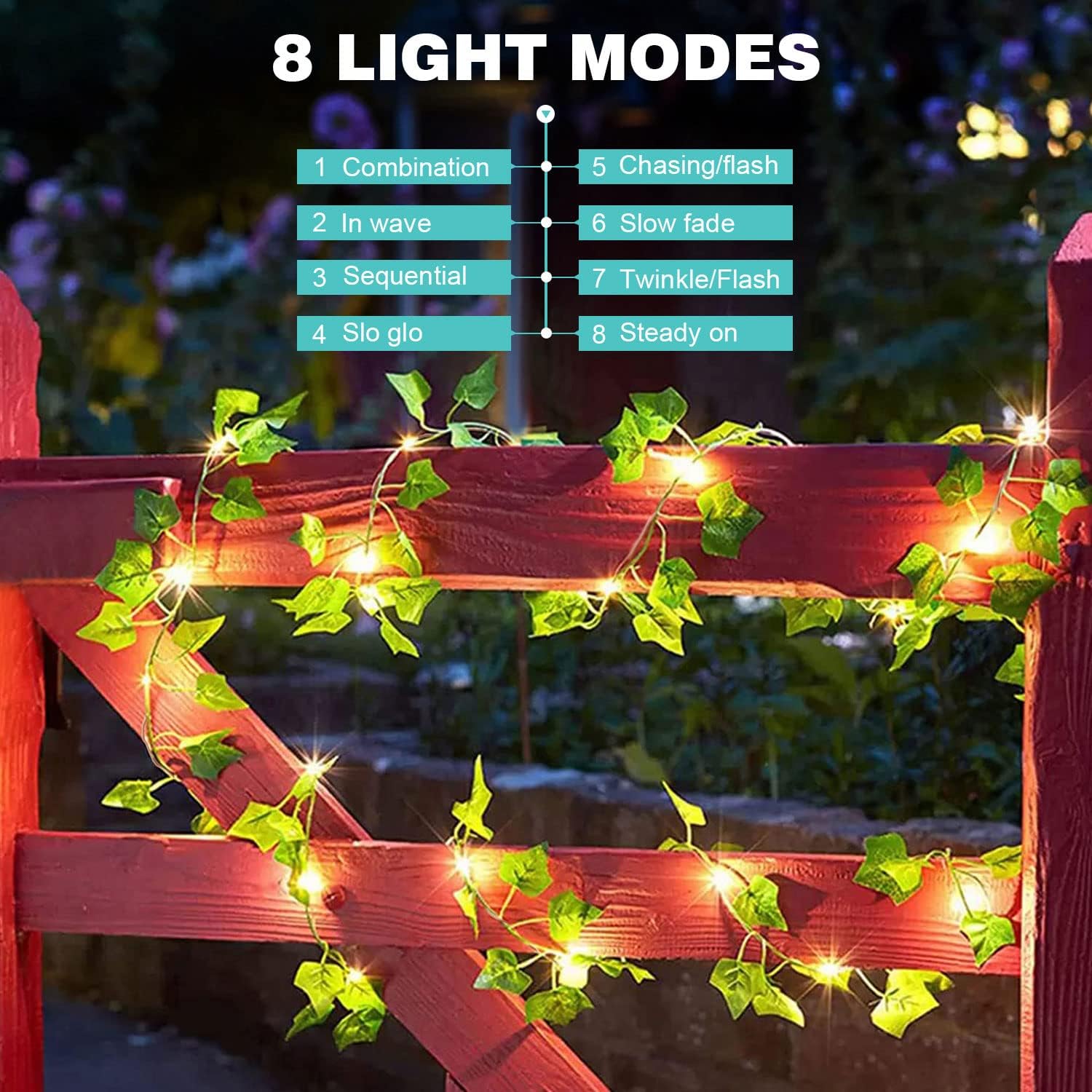 Thumbnail 2 de Bigzom Solar Lichterkette Außen – 120 LEDs Efeu, 12 m, 8 Modi, IP45
