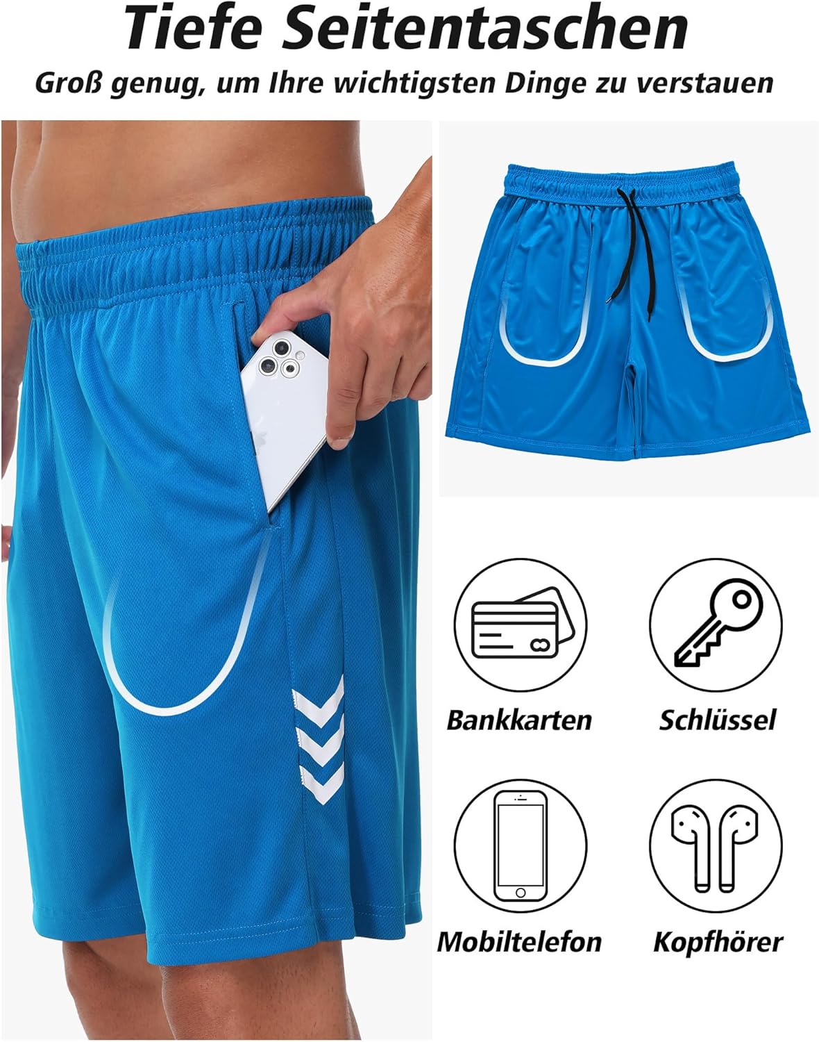 Thumbnail 4 de ku zwufs Herren Sporthose Kurze Atmungsaktive Dry-Fit Lauf Shorts